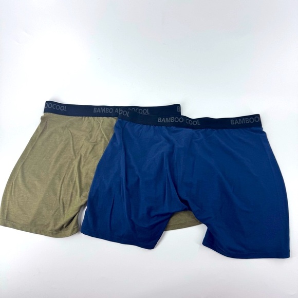 BAMBOO COOL 2 Pair Men's Boxer Briefs - Navy and Olive/ Tan - Picture 10 of 10